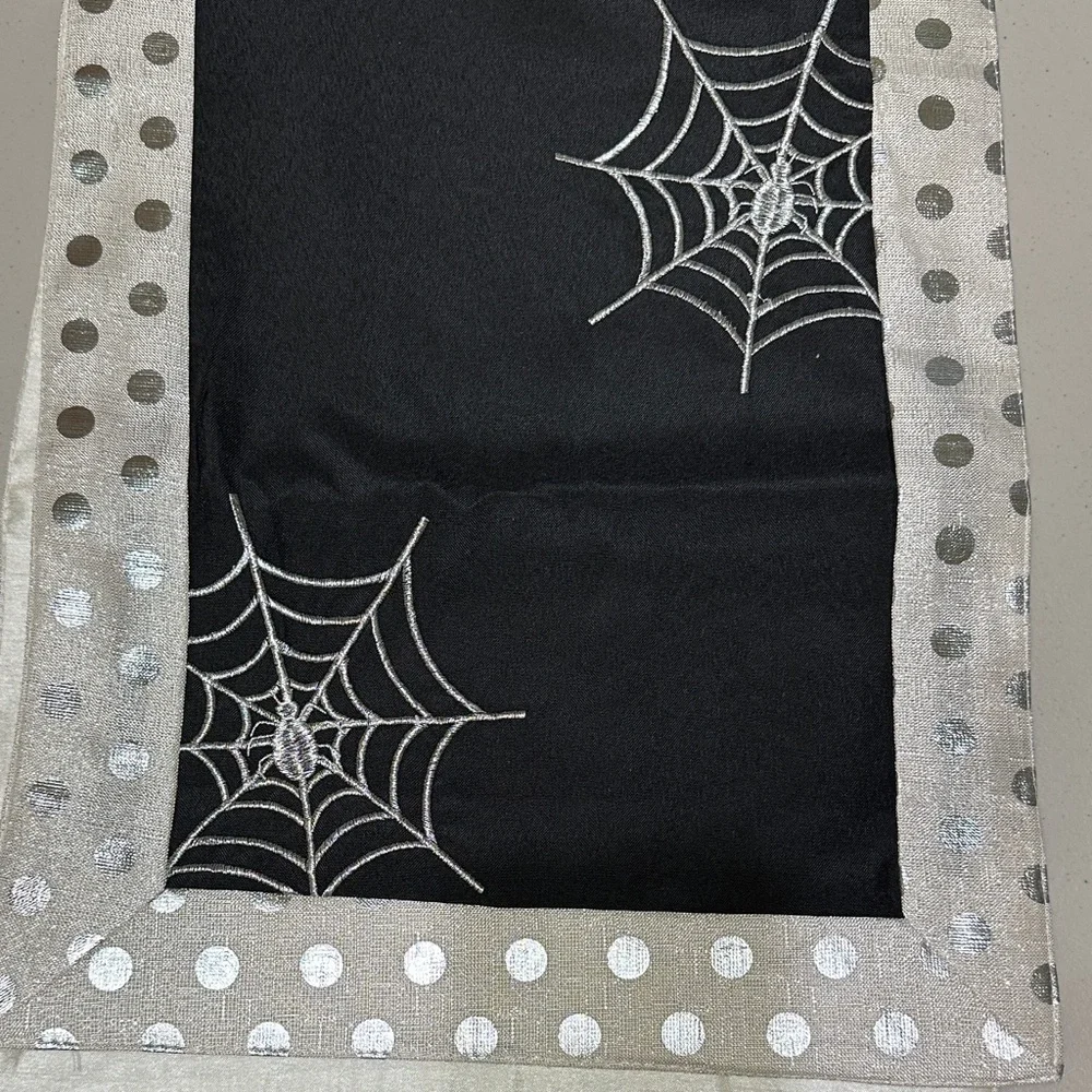 Black and Silver Spider Web Table Runner